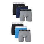 Hanes Men's Originals Boxer Briefs & Trunks, Stretch Cotton Moisture-Wicking Underwear, Modern Fit Low Rise, Multipacks, Regular Leg-Grey/Blue/Black-6 Pack, L (Pack of 6)