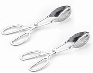 OPDENK 2-PACK Serving Tongs for Buffet Party Catering,Stainless Steel Thickening Food Tongs Salad/Cake/Bread Tongs Kitchen Salad Scissors (Silver)