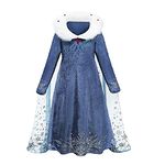 Discoball Girls Elsa Princess Dress Elsa Anna Costume Dress Up Winter Snow Queen Fancy Dress for Halloween Christmas Fancy Birthday Party Coronation Dress (5-6 Years)