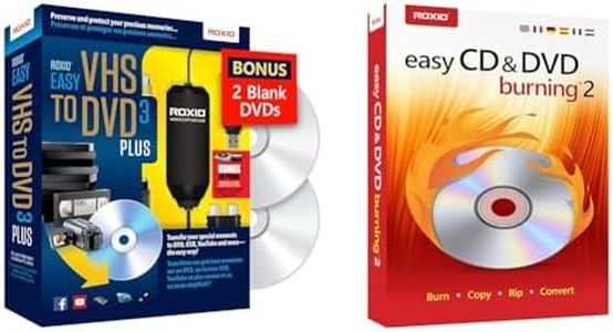 Corel Roxio Easy VHS to DVD 3 + Easy CD DVD Burning 2 Bundle | VHS, Hi8, V8 Video to DVD or Digital Converter | Disc Burner & Video Capture [PC Disc]