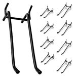 20Pcs 4/6Inch Double Arm Pegboard Hooks, Fit 1/4" Pegboard Hole, Metal Peg Board Peg Tool Holder Hanger with Black Rubber Tip Peg Board Organizer Accessories for Hanging Tool (Black, 4/6 Inch)