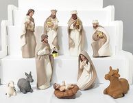 Nativity Sets for Christmas Indoor - 10 Pcs Nativity Scene Statues Including Baby Jesus, Mary and Joseph, Suitable for Religious Decor and Interior Home Decor