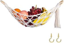 DEWECHO Macrame Fruit Hammock Under Cabinet - Banana Hammock for Boho Kitchen Decor - Hanging Fruit Hammock to Store All Your Produce in Small Places - Kitchen Storage Ideas also for RV