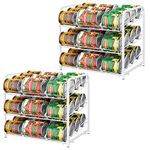 BTY Can Organizer for Pantry Stackable Can Rack Organizer 2 Pack Stacking Can Storage Dispensers 3 Tier Small Space Holds up to 36 Cans for Pantry, Kitchen, Cabinet White