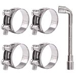 Glarks 4Pcs 52-55mm T-Bolt Hose Clamps 304 Stainless Steel Heavy Duty Ear Clamp Tube Clamp Adjustable Pipe Clamps for 2''-2.2'' Dia Range Hose (52-55MM)