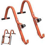 2 Pack Heavy Duty Ladder Roof Hook with Wheel Rubber Grip T-Bar for Damage Prevention, Fast and Easy Setup to Access Steep Roofs