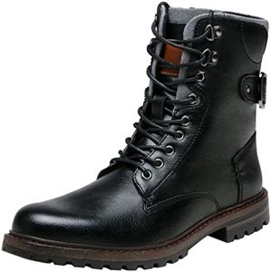 Jousen Boots for Men Casual Dress Retro Lace Up Motorcycle Boots, 8147a-black, 11