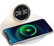 ETAMIBEL Wireless Charger with LED Night Light| Alarm Enabled LED Clock and Date Display | Dimmable Night Light for Table and Office Desk| 15w Wireless Fast Charger for QI Enabled Phones and Air Pods