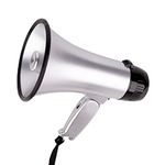 MyMealivos Portable megaphone bullhorn 20 Watt Power Megaphone Speaker Voice And Siren/Alarm Modes With Volume Control And Strap (Silver)