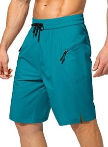 Men's Swim Trunks Quick Dry Board Shorts with Zipper Pockets Beach Shorts Bathing Suits for Men - No Mesh Liner(Lake Green,4XL)