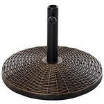 Outsunny 55 lbs Market Umbrella Base Holder 21" Heavy Duty Round Parasol Stand with Rattan Design for Patio, Outdoor, Backyard, Bronze