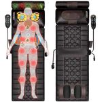 SELLERFLOR Leather Full Body Electric Massage Mat With Heat Pad,Full Body Massager Bed With Neck Massage Pillow,10 Vibrating Motors & 4 Heating Pads For Back Relie(160L X 50W X 15H Centimeters),Brown