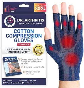 Doctor-Developed Arthritis Gloves, Breathable Hand Compression Support for Carpal Tunnel, Typing & Joint Pain Relief, Fingerless Compression Gloves Women & Men Use for Daily Comfort (Small, Navy)