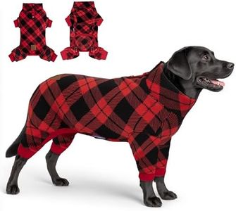 cyeollo Dog Pajamas Large Sized Dog, Warm Fleece Doggy Pjs Soft Doggie Onesie Stretchy Sweater for Large Dogs Winter Dogs Coat Pet Jammies Clothes Female & Male, Buffalo Plaid 3XL