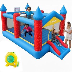 JoyBerri Bouncy House - 16.8' x8.9' Ft Extra Large, Inflatable Bounce House for Kids and Adults - with Air Blower, Volleyball Net, Basketball Hoop and Slide - ASTM Certified