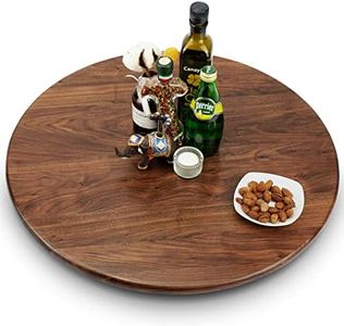 MAGIGO 24 Inches Black Walnut Wood Lazy Susan Organizer, Solid Wooden Round Turntable, Rotating Tray for Table Top/Counter Top