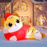 GOOSH 5 FT Christmas Cat Inflatables Outdoor Decoration, Christmas Cat Blow Up with Built-in LEDs for Christmas Indoor Outdoor Yard Lawn Garden Decorations