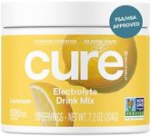 Cure Hydration | Plant-Based Electrolyte Drink Mix | No Added Sugar | FSA & HSA | Dehydration Relief Powder Made with Coconut Water | Non-GMO | Vegan | 28 Servings Jar - Lemonade