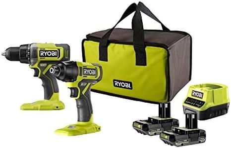 Ryobi - Duo 18V One+ Perceuse + Visseuse à choc Livrées avec 2 batteries 2Ah et son chargeur, dans un sac de transport - RCK182G-220S