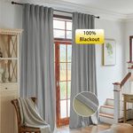 Timeper Blackout Lined Velvet Curtains - 100% Shading Lined Curtains Block Out Summer Heat, Back Tab Velvet Curtians for Living Room, Silver Grey, W52 x L102, 2 Panels