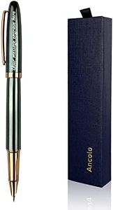 Ancolo Personalized Fountain Pen Metal Body with Pen Box 2 extra Black Ink Cartridges Personalized with Your Message Personal or Business Name on the Pens Perfect for Office Colleague Friends