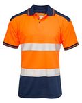 shelikes Mens Hi Vis VIZ Visibility Polo Contrast 2 Two Tone Workwear Tshirt Tee Top [Orange CPK 2XL]