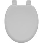 BEMIS Chicago Whisper Grey Toilet Seat. Wooden Toilet Seat with Water Based Paint for Easy Clean. Oval Toilet Seat with Adjustable Plastic Hinges, Universal & Easy Installation, Whisper Grey