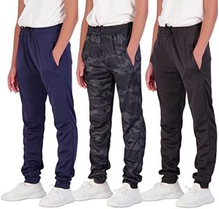 3 Pack Boys Girls Youth Active Teen Mesh Boy Sweatpants Joggers Running Basketball School Track Pants Athletic Workout Gym Apparel Training Jogger Fit Kid Clothing Casual Pockets - Set 3,XL(18-20)