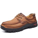 COSIDRAM Men Casual Shoes Loafer Sneakers Lace up Moccasins Comfort Walking Shoes for Male Outdoor Brown 9