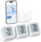X-Sense WiFi Thermometer Indoor Hygrometer, Digital Temperature Sensor with App Notification Alerts, Temperature Humidity Meter for Room, Data Storage Export at No Charge, 3 Sensors & 1 Base Station