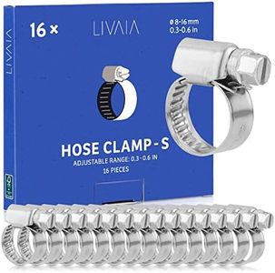 Hose Clamps Assortment: 16x Hose Clamps Stainless Steel – 0.3 inch to 0.6 inch – Stainless Steel Pipe Clamp – Pipe Clamps Set – LIVAIA Tools