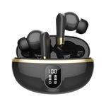 JannatWala Digital pvt Ltd - Wireless Earbuds with LED Display Case, Bluetooth 5.0, Digital Battery Indicator, Black and Gold (Black)