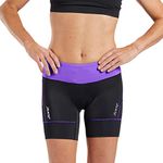 Zoot Core Womens 6-Inch Tri Shorts - Performance Triathlon Shorts Endura Fabric Hip Holster Pockets, Violet, Medium