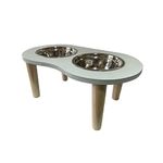 Dexter Enterprises Wooden Dog pet Stand Modern & Elegant Bamboo Elevated Dog Bowls/Cat Bowls. Our Durable & Beautiful Raised Pet Feeder Bowl Stand Perfect for Smaller Pets (Grey)