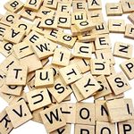 100 Pcs Wood Letter Tiles/Wooden Scrabble Tiles A-Z Capital Letters for Crafts, Pendants, Spelling