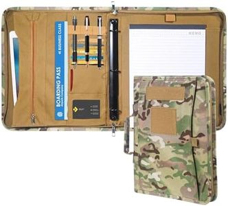 Kosibate Tactical Padfolio Portfolio Binder with Zipper and 25 Sheets of Letter Size Paper,Notebook Cover,Tactical Notebook with Zippered for Folders,Detachable 3-Ring Binder(A4,13.5X 11.5Inch)