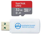 SanDisk Ultra 32GB Micro SD Memory Card Works with Wyze Cam Pan, Wyze Cam v2 Smart Camera (SDSQUA4-032G-GN6MN) Bundle with (1) Everything But Stromboli MicroSDHC & SD Card Reader