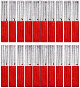 ANKIA Red White Micro Prismatic Sheeting Reflective Tape 2" X 12' Waterproof Reflector Tape Self-adhesive Reflector Tape Conspicuity Safety Warning Sticker for Truck Trailer Pickup Mailbox (20 Pcs)