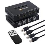 USB Switch Selector MLEEDA 4 Port KM Switch 4 Computers Sharing 4 USB Devices,USB Peripheral Switcher Box for Keyboard Mouse Printer Scanner PC.with Remote Control and 4 USB Cables