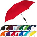 STROMBERGBRAND UMBRELLAS The Spectrum Popular Style 42" Automatic Open Compact Travel Umbrella for Rain, Wind & Sun, Sturdy Lightweight Small Portable Folding Umbrella for Men and Women, Red, Spectrum