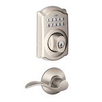 Schlage INGFI FBE365 V CAM 619 Acc 16-091 10-115 134 S KD C 48-180 2 N SL Camelot Keypad Deadbolt with Accent Passage Lever, Satin Nickel