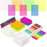 GEAoffice 1040pcs Transparent Sticky Notes Pads Set with 3 Marker Pens & Sticky Index Tabs, Self-Stick Clear See-Through Translucent Notes for Book Annotation Message Reminder, 16 Packs