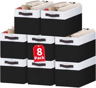 Criusia 8 Pack Large Storage Baskets for Room Organization, Multi-Purpose Bins for Closet, Shelves, Kitchen, Office, Decorative Fabric Foldable Storage Boxes with Handles (14L*10W*9.5H)