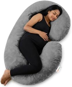 OYO BABY C-Shaped Pregnancy Pillow for Women | Full Body Maternity Support Pillow for Sleeping | Side Sleeper Pillow for Back, Belly, Hips & Legs | Soft Velvet Cover, Removable & Washable (Light Grey)