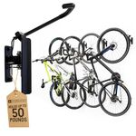 StoreYourBoard Bike Wall Mount | Garage Bike Rack Wall Mount | Bike Wall Hanger, Vertical Bike Rack Bicycle Wall Mount Hook with 124° Swivel Stopper | Pack of 4, Max 2.6” Tyres, 23kg Capacity, Black