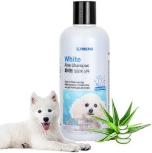 Forcans White Coat Aloe Shampoo for Dogs 300ml – Brightening & Moisturizing Formula | Enhances White Coats | Gentle on Skin | Smooth Shiny Finish | Aloe Vera Pet Shampoo