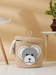 STARAR DECOR Cotton Rope Storage Basket with Lid Animal Design - Durable and Versatile Organizer Storage Basket for Baby Diaper, Storage Bin (Monkey)