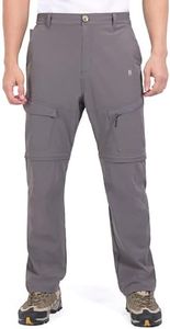 Little Donkey Andy Men's Quick-Dry Lightweight Hiking Pants, Cargo Zip-Off Convertible Pants Gray Size XL