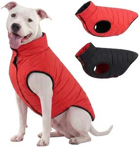 LovinPet Dog Winter Jacket – Reversible Medium & Large Down Coat, Snap Button Down Jacket, Windproof, Snowproof & Waterproof, Dual-Sided Black & Red for Cold Weather,L