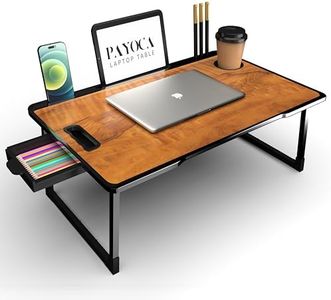 PAYOCA Laptop Bed Tray Table, Laptop Desk for Bed,Foldable Lap Desk Stand Notebook Desk Adjustable Laptop Table for Bed Portable Notebook Bed Tray Lap Tablet with Cup Holder (B-COTTED* Wood)